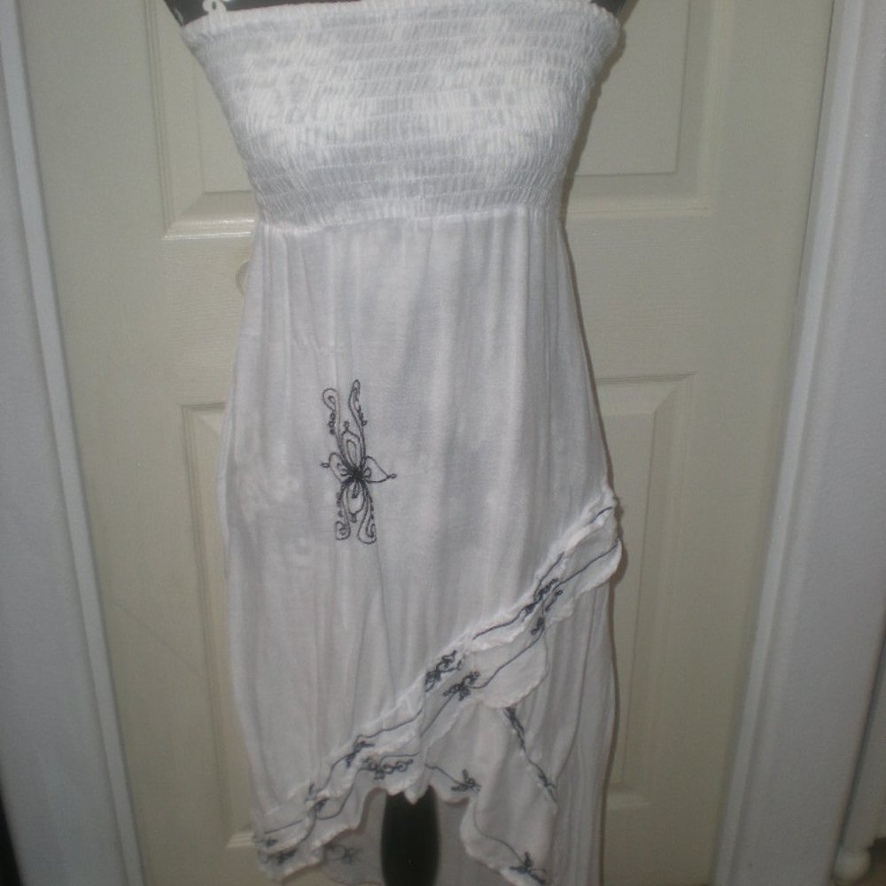 JUST FROM BALI Brand  Summer  Dress  White  Hi-Low  NWOT Size OS